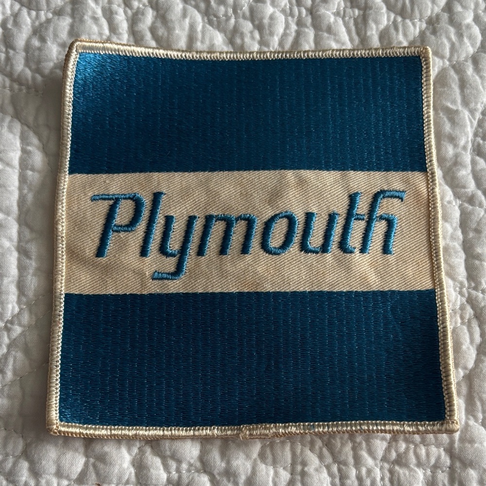 NOS Vintage Plymouth Automotive Logo Embroidered Patch Blue & White Chrysler